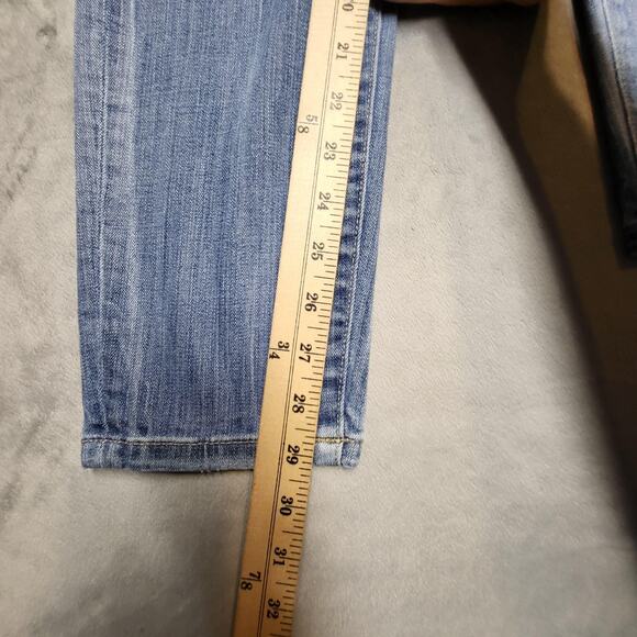 Guess Jeans Womens 31 Light Wash Power Curvy Mid Distressed Ripped Skinny Denim - Picture 7 of 11